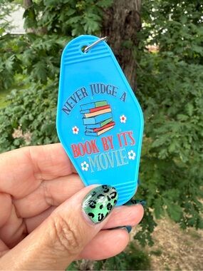 Vintage style motel key 3.5” keychain reading-themed bookworm gift idea